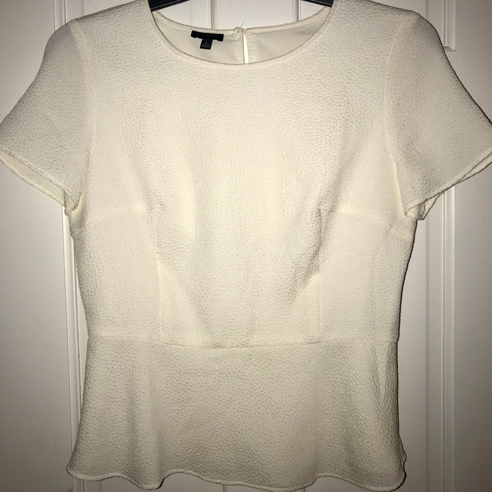 Talbots Cream Textured Peplum Top